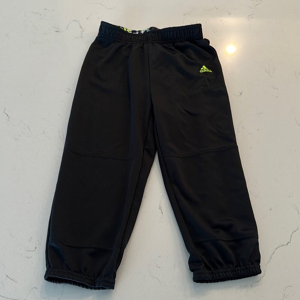 Adidas Black Elastic Waist Cropped Baseball T Ball Pants Size Youth Small (8)